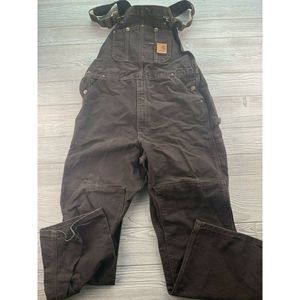 Carhartt Men's S Bib Overalls Dark Brown 36W x 30L